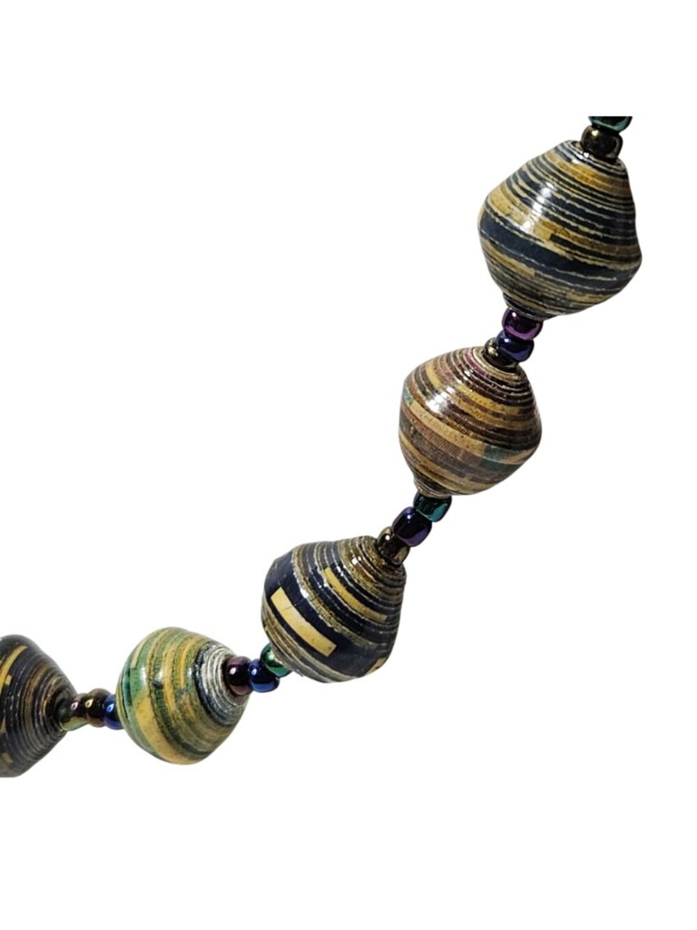 Handcrafted Paper Beaded Necklace Multicolor Beads Eco Friendly Jewelry Women View 2